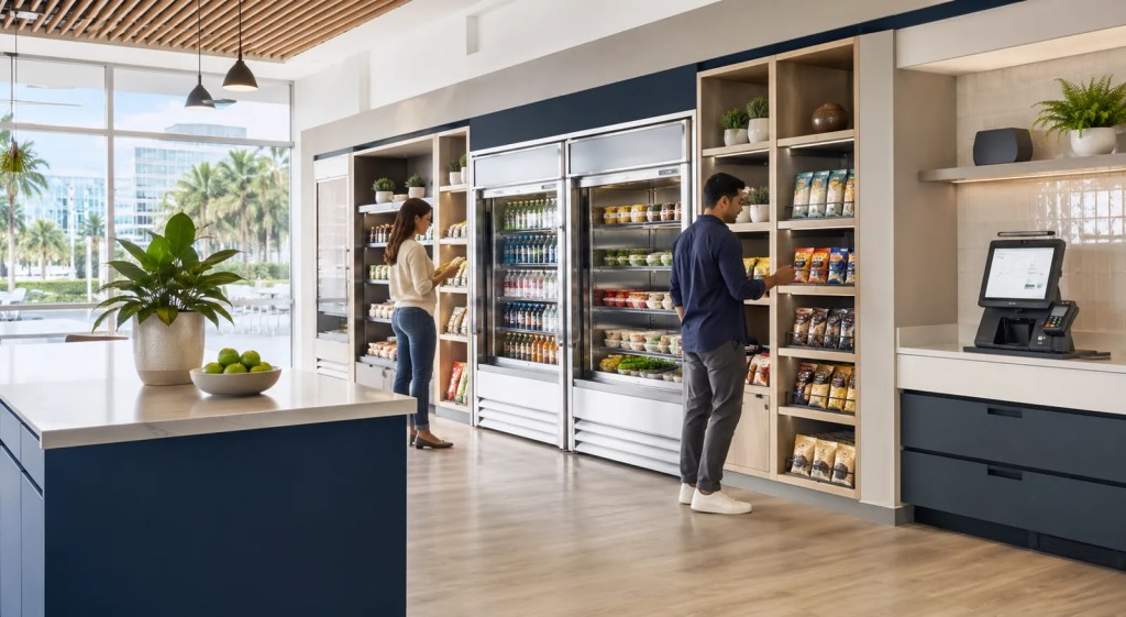 Modern workplace vending and micro-market environment